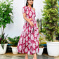 Berry Color Ethnic Printed Dress