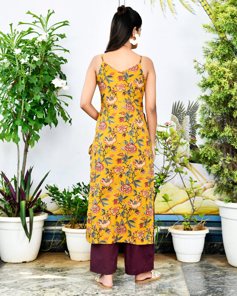 Mustard Straight Kurta Set