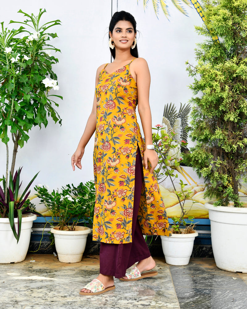 Mustard Straight Kurta Set