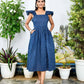 Indigo Sqaure Neckline Dress