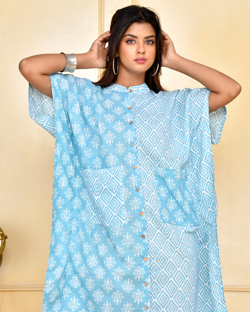 Sky Blue Designer Kaftan Dress