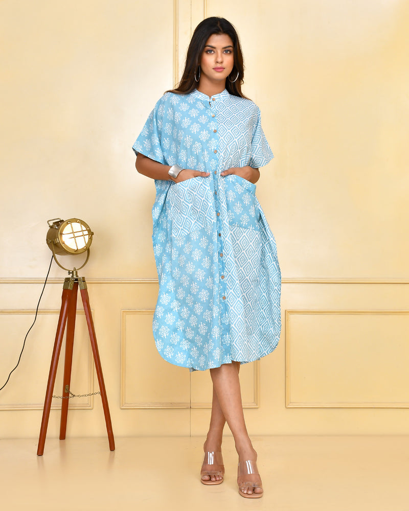 Sky Blue Designer Kaftan Dress