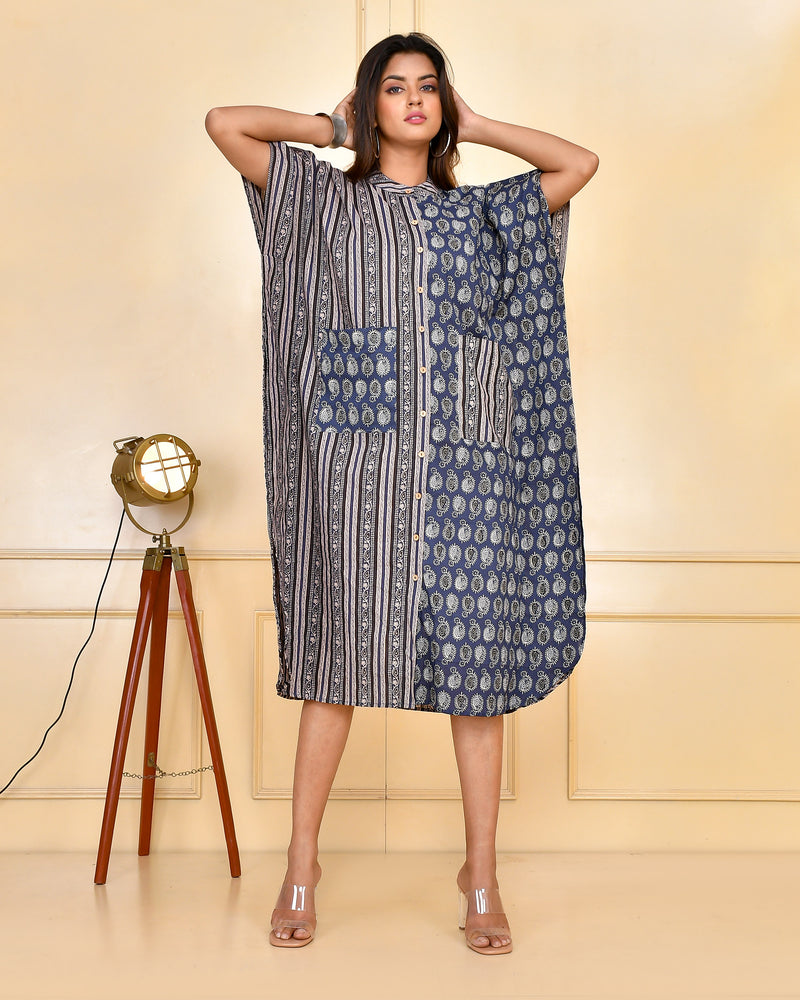Indigo Black Kaftan Dress-sk-0009