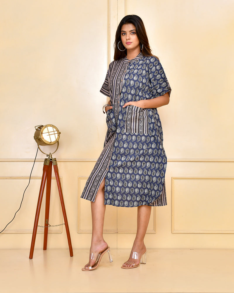 Indigo Black Kaftan Dress-sk-0009