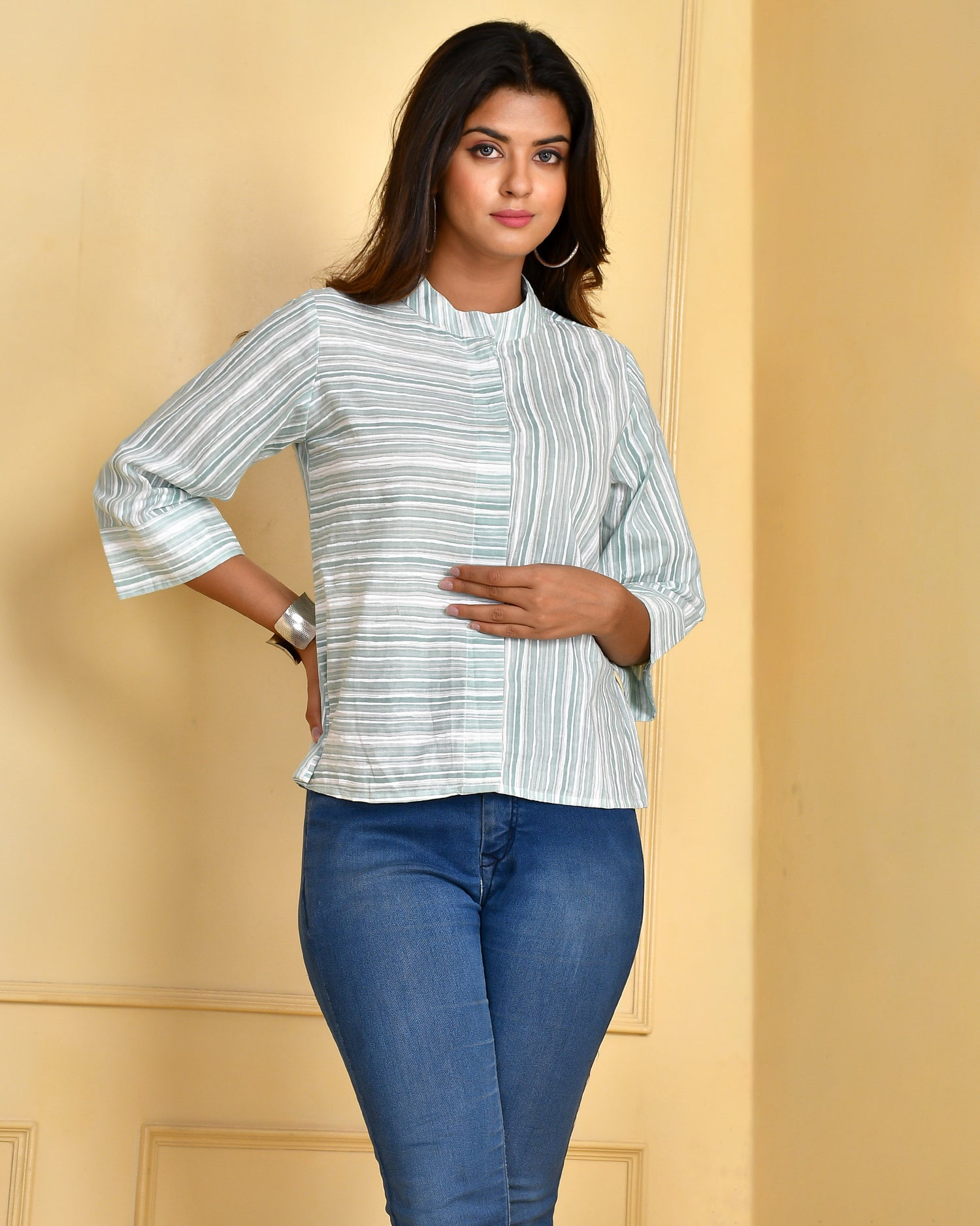 Pista Green Printed Top