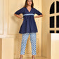 Indigo Blue Cotton Gathered Coord Set