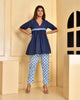 Indigo Blue Cotton Gathered Coord Set