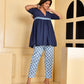 Indigo Blue Cotton Gathered Coord Set