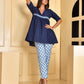 Indigo Blue Cotton Gathered Coord Set