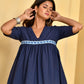 Indigo Blue Cotton Gathered Coord Set