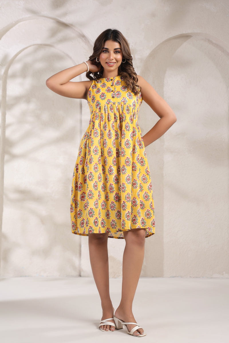Yellow mal cotton dress