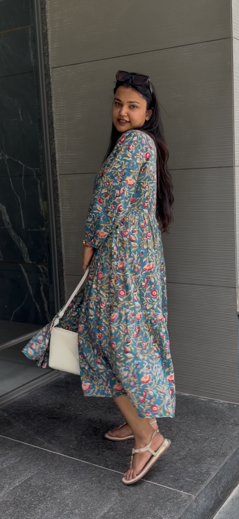 Teal Jal Print Dress with Speghtie