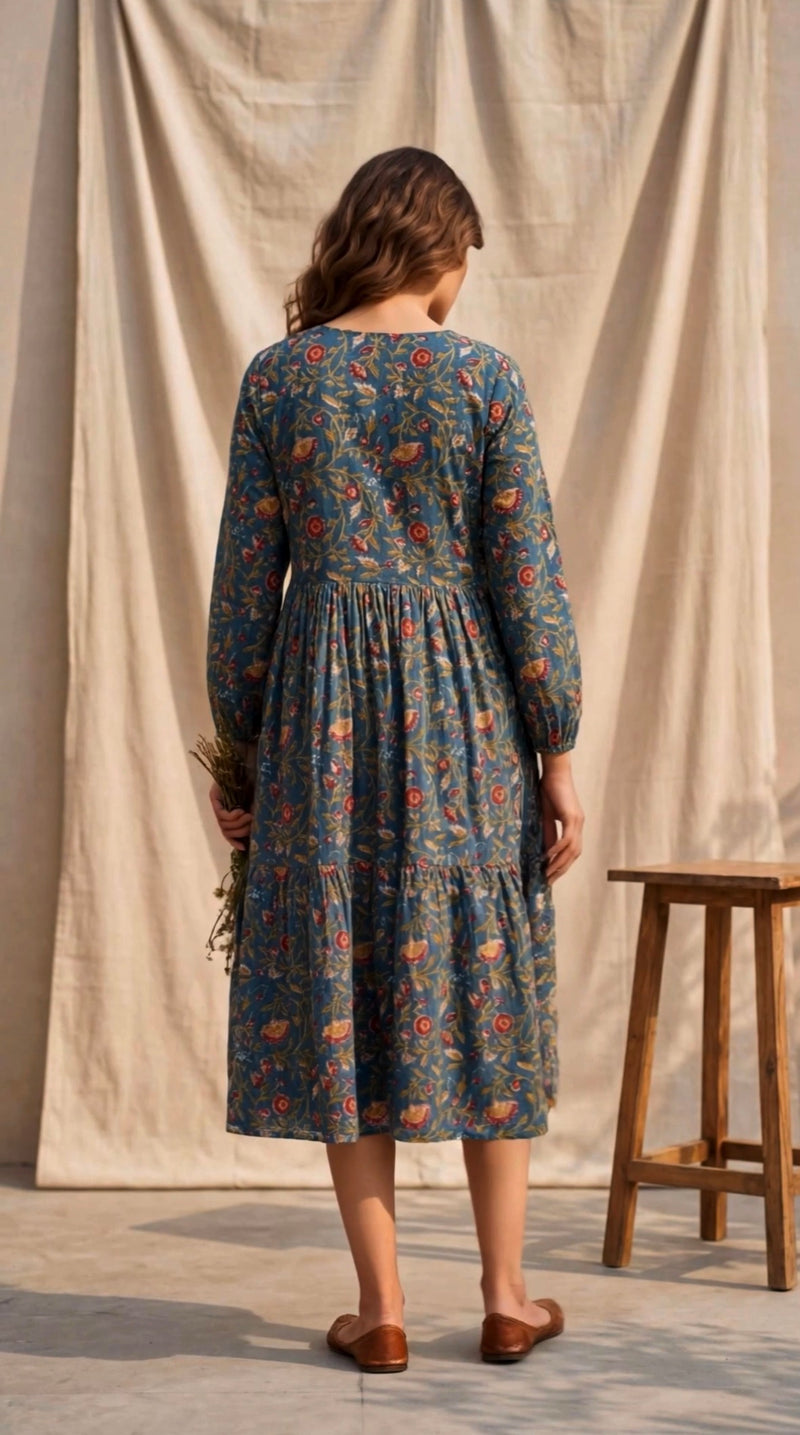 Teal Jal Print Dress with Speghtie