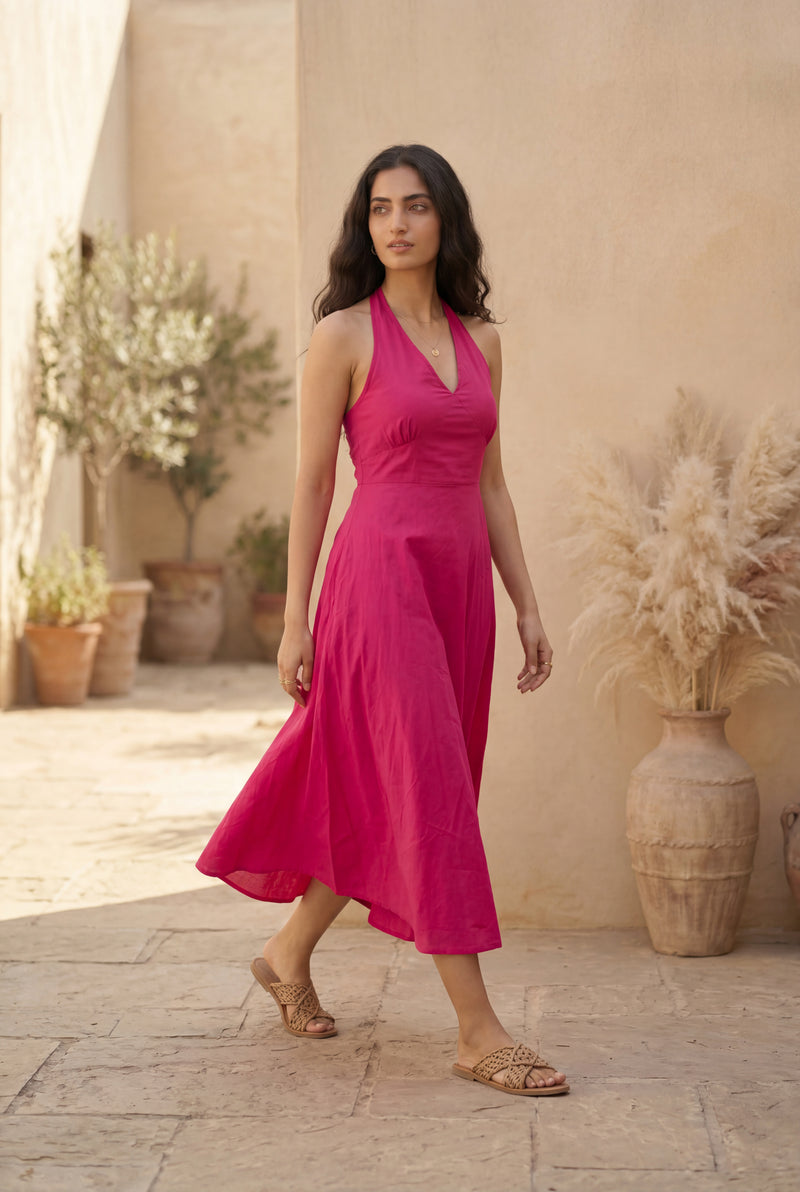 Majenta pink cotton Dress
