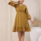 Mustard Flare Sleeve Dress