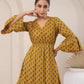 Mustard Flare Sleeve Dress